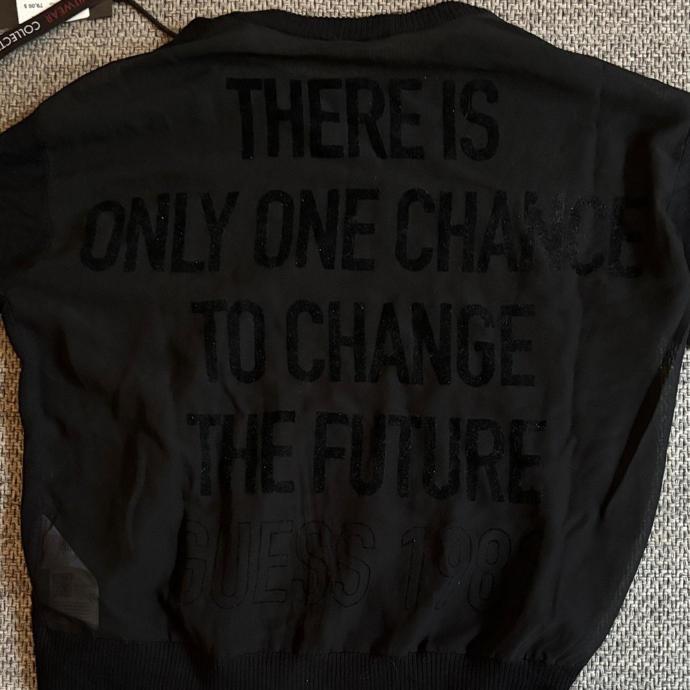 Guess Black Graphic Sweatshirt Mesh Back